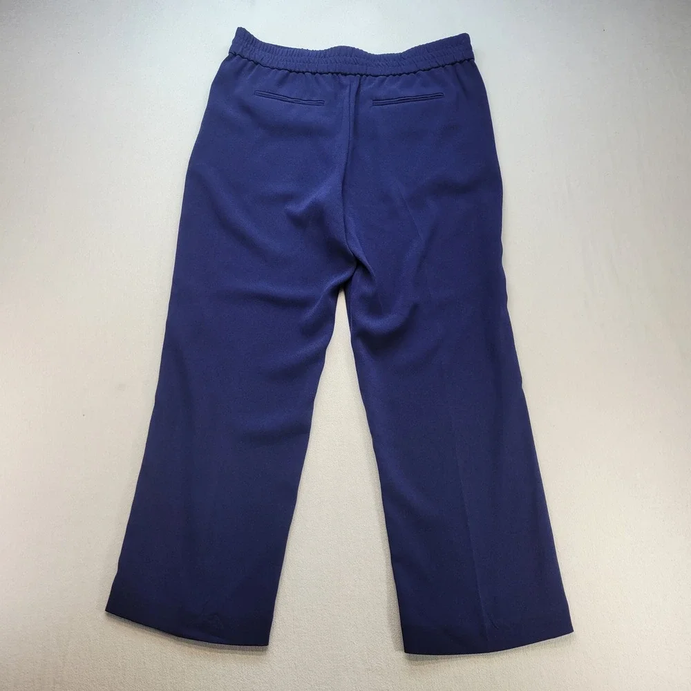 Tory Burch Addison Pants Womens 6 Navy Sea Wide Leg Elastic Waist